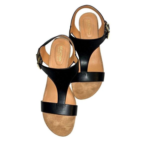 Kenneth‎ Cole Black Tan Wedge Sandals Women's Size 8.5 - Picture 2 of 5